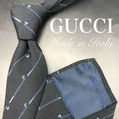 【美品】GUCCI ネクタイ ストライプ柄 ネイビー ブルー OLD GUCCI