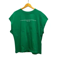 ザラ ZARA Tシャツ 半袖 クルーネック 刺繍 コットン 1165/278/500 M 緑 グリーン
