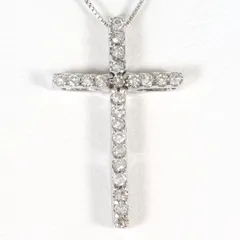 K18WG ネックレス ダイヤモンド 0.15ct 総重量約1.9g 約39cm