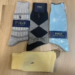 【230589】POLO RALPH LAUREN ラルフローレン  メンズソックス4足セット　ライトブルー・カーキ・グレー/ブラック・グレー　ロゴ　新品　25-26cm