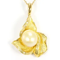 K18YG ネックレス 南洋真珠 ダイヤモンド 0.07 ct カード鑑別書 総重量約15.2g 約45cm