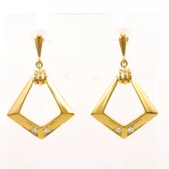 K18YG ピアス ダイヤモンド 0.04 ct カード鑑別書 総重量約5.3g