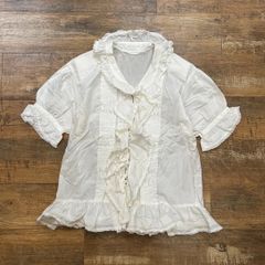BEAMS BOY リネンコットン フリル ギャザーブラウス 羽織 白 - メルカリ