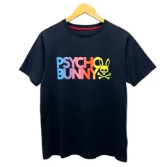 サイコバニー Psycho Bunny Tシャツ クルーネック コットン プリント 半袖 S 紺 ネイビーのサムネイル
