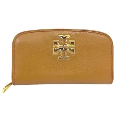 トリーバーチ TORY BURCH HSP037 08-15 長財布 レザー ラウンドジップ ロゴ ゴールド金具 茶 キャメル