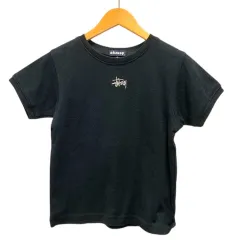 ステューシー STUSSY Ｔシャツ カットソー クルーネック コットン ロゴ刺繡 半袖 L 130 紺 ネイビーのサムネイル