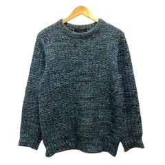 ミスタージェントルマン MR.GENTLEMAN ニット セーター クルーネック ウール混 アルパカ混 ミックス 長袖 M 青 ブルーのサムネイル