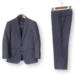 27【美品】オリヒカ ORIHICA スーツ Y4 メンズS スリム体 M ネイビー 紺 シャイニーストレッチ 春夏