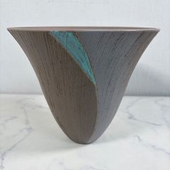 モダン 陶器製 花器 花瓶 鉢 生け花 華道 池坊 グレー 高さ19cm - メルカリ