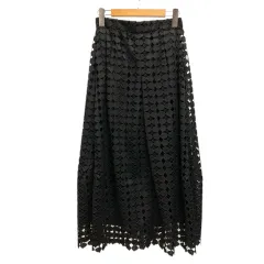 スタイリング STYLING/ スカート フレア レース 刺繍 ロング丈 0 黒 ブラック