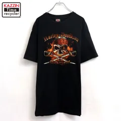 00s USA製 HARLEY DAVIDSON スカル バイカー モーターサイクル 半袖Ｔシャツ メンズ 表記XLサイズ