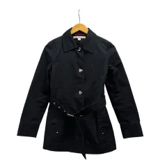 トミーヒルフィガー TOMMY HILFIGER トレンチコート 長袖 無地 コットン 124-411601-240 0 紺 ネイビー シルバー