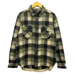 ラコステ LACOSTE シャツ カジュアルシャツ ウール混 チェック 長袖 39 緑 グリーン マルチカラー