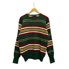 ポロ バイ ラルフローレン Polo by Ralph Lauren ニット セーター 長袖 クルーネック ボーダー M マルチカラー