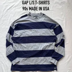 gap ギャップ　長袖tシャツ ロンt ボーダー　モックネック　オールドギャップ　Lサイズ　USA製のサムネイル