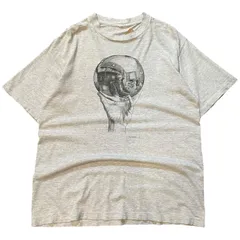 90s M.C.Echer “写像球体を持つ手” Print S/S Tee 霜降りグレー L相当 エッシャー アート Tシャツ