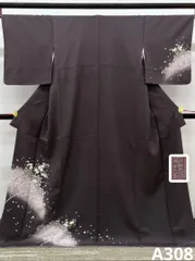 付け下げ 金彩 手描き 桜 正絹 躾糸付き パールトーン加工済 A308