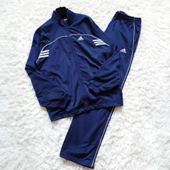 adidas アディダス 裏起毛 ジャージ上下 セットアップ トラックジャケット パンツ ネイビー L