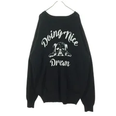 niko and... ニコアンド ロゴ 犬 長袖 ニット L ブラック メンズ 古着