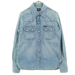 Lee リー コットン 長袖 デニム ウエスタンシャツ M ブルー系 レディース 古着