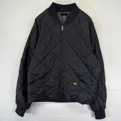 古着 ディッキーズ Dickies ジャケット ブルゾン 中綿 フルジップ ナイロン キルティング コットンライナー M  ブラック系 メンズ