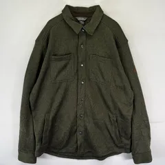 古着 エディー・バウアー Eddie Bauer フリース ジャケット スナップボタン 胸ポケット 裏起毛 L  グリーン系 メンズ