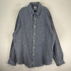 古着 ブルックスブラザーズ Brooks Brothers 長袖シャツ 胸ポケット リネン L  ネイビー系 チェック メンズ