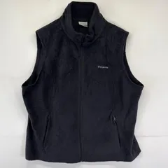 古着 コロンビア Columbia フリース ベスト フルジップ ワンポイント刺繍ロゴ アウトドア 2XL  ブラック系 メンズ