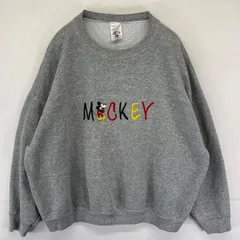 古着 MICKEY & CO  USA製 スウェット クルーネック ディズニー ミッキーキャラクター トレーナー 2XL  グレー系 メンズ