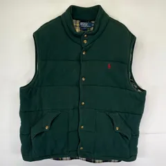 古着 ポロバイラルフローレン Polo by Ralph Lauren ベスト スナップボタン 中綿 ワンポイント 大きいサイズ 2XL  グリーン系 メンズ
