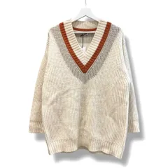 H BEAUTY & YOUTH UNITED ARROWS ユナイテッドアローズ RIB TILDEN KNIT PULLOVER Vネック ニット 定価¥33000 ゆったり オフホワイト サイズFREE レディース 冬 ゴーゴー古着久喜倉庫店 草3903のサムネイル