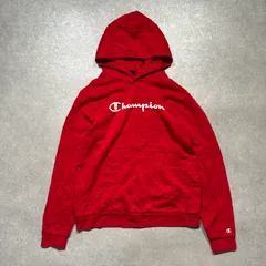 Champion メンズ パーカー フード コットン混 ロゴプリント レッド 2XL kids