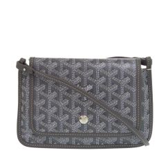 未使用 ゴヤール プリュメ ポーチウォレット グレー キャンバス レザー ショルダーバッグ 1724 GOYARD