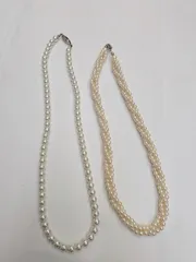 N【ヴィンテージ】パール ネックレス 2本 セット イミテーション アクセサリー 冠婚葬祭