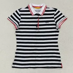 S ルイカステル ストライプ ドット 半袖 ポロシャツ 0416-2