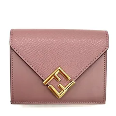 FENDI フェンディ FF ダイヤモンド コンパクトウォレット 三つ折り財布　レザー 8M0480 ピンク ミニ財布 レディース ギフト プレゼント
