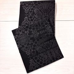 夏袋帯 絽 モダン幾何学柄 黒×白 シルバー 刺繍上品 大人着物【もも様