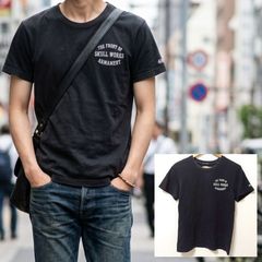 무장전선 4대째 무라타 13 모델[SKULL WORKS]스컬 워크스 클로즈 워스트 콜라보 반소매 크루넥 코튼 면 100% 해골 해골 자수 프린트 블랙 블랙 맨즈 사이즈 M/M44755jQ
