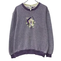Bon Worth ロゴスウェット トレーナー M パープル プルオーバー ワンポイント刺繍 刺繍ロゴ 鳥 スウェット ダブルネック 秋物 a804-5625