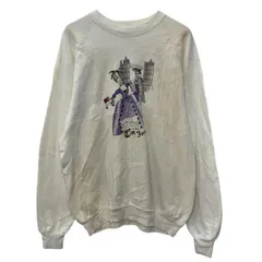 80s USA製 FRUIT OF THE LOOM プリントスウェット トレーナー XL ホワイト フルーツオブザルーム 80年代 裏起毛 ラグラン 秋物 a804-5658