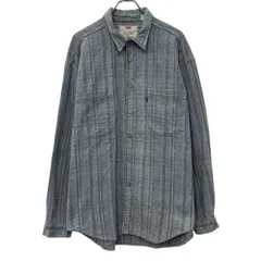 90s 香港製 Levi's 長袖 ストライプシャツ XL サックスブルー リーバイス ボタン 90年代 胸ポケット カジュアル 春秋物 a804-5709