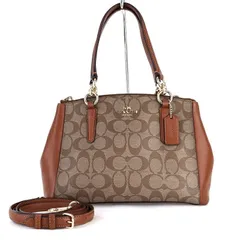 コーチ 2WAYバッグ クリスティーキャリーオール ハンド＆ショルダー F36718 シグネチャー ブラウン系 斜め掛け 手提げ レディース アクトワン【中古】