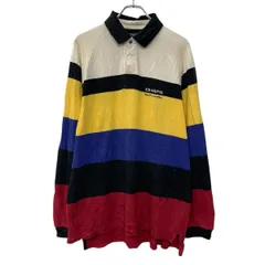 90s CHAPS RALPH LAUREN 長袖 ラガーシャツ XL マルチカラー チャップス ラルフローレン ハーフボタン 90年代 刺繍ロゴ 春秋物 a804-5720