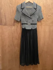 プリーツ シャーリング ロング丈ワンピース