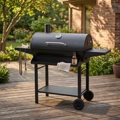 バーベキューコンロ 温度計付き 8-12人用 バレル式 燻製可 BBQグリル