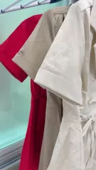 イベント中 - 3種 レディースシャツ用 ワンピース ウエスト紐 Aラインワンピース 麻ワンピース