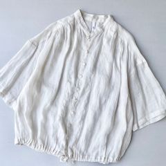 vmヴーム／23SS コットンリネン ワイドシルエット クレリックシャツ 