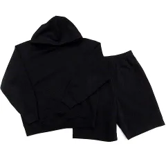 ユニクロ シー UNIQLO：C 上下 セットアップ スウェット オーバーサイズ プルパーカ ワイドショーツ ブラック 黒 M