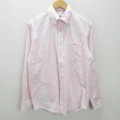 g■ラコステ/LACOSTE 長袖BDシャツ/ストライプ柄【4】ピンク/men's/66【中古】■
