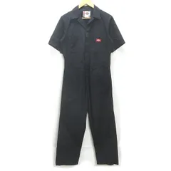t■ディッキーズ/DICKIES オーバーオール/オールインワン/つなぎ/半袖■黒【メンズS程度】MENS/34【中古】